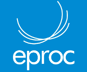 Logo eproc branco sobre fundo azul