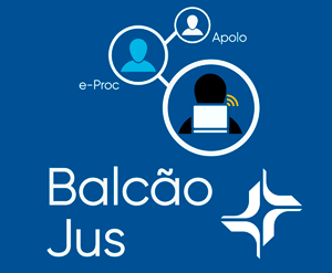 Logo Balcão Jus sobre fundo azul